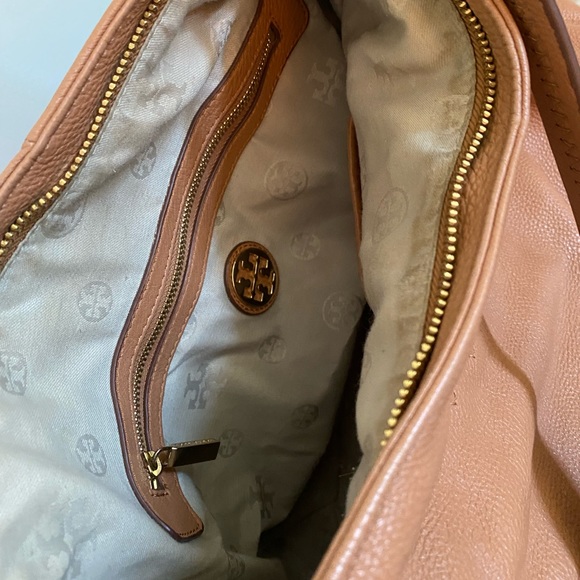 Tory Burch Thea Pebbled Camel Tan Leather Handbag Hobo bag w dust bag ! - Picture 7 of 14